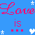 Pixelated text and symbols on a blue background with pink, white, and red elements.