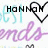 Animated icon with layered text and heart symbols in black, cyan, purple, and gray on white background.