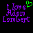 Pixelated text reads "i Love Adgn Lambert" with a green heart symbol above the 'e' in Love, displayed on black background.