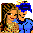 Pixel art contact sheet showing three animated frames of a couple in various poses with text overlays and medical equipment elements.