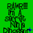 Green background with repeated black text reading "RAWR III I'm A secret Ninja Dinosaur" and scattered blue dots.