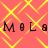 A static image with a repeating yellow diamond lattice pattern on a coral background, featuring the text "Mola Mola" in black pixelated letters arranged in two