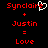 Red pixelated text and symbols on black background with one frame showing a white heart replacing the 'c' in Synclaire.