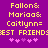 Purple background with yellow pixelated text reading "Fallon& Marissa& Caitlynn= BEST FRIENDS" and five pink pixelated hearts below.