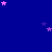Dark blue background with scattered pink and purple stars, a gray rectangular shape in the bottom right corner.