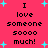 A static image with a bright pink background displays the text "I love someone soooo much!" in black pixelated font, surrounded by light blue star shapes.