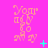 nine identical pink icons with orange text and cyan symbols on a bright pink background, showing animation changes in symbol positions