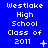 Blue background with white pixelated text reading "Westlake High School Class of 2011" and varying small symbols next to the year.