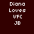 six displays text 'Diana Loves VFC JB' with varying blue highlight positions