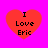 Four red heart shapes on a bright pink background, each containing black text reading "I Love Eric" in pixelated font.
