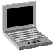 nine identical gray laptops with black screens displaying scrolling white text, arranged in three of three on a light gray background