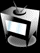 Pixelated TV-shaped icon with screen displaying light blue and white, featuring a small orange lightning bolt on the right side of the screen.