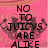 Pink background with black text and dark floral wreath; left side reads "NO TO JUICY'S ARE ALIKE" while right side displays "DEAL WITH IT".