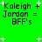 Green background with white starbursts and black pixelated text reading "Koleigh + Jordan = BFF's" in four identical quadrants.
