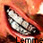 Animated contact sheet of a mouth with silver grillz showing text variations over time, set against an orange background with flame-like patterns.