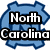 Blue and white pixelated icon featuring North Carolina Tar Heels text over a shield shape with an 'N' logo below.