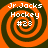 Four identical orange and dark brown spiral-patterned icons with white text reading "Jr. Jacks Hockey #28" arranged in a