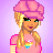 Pixel art buddy icon featuring a blonde character in pink attire with rainbow heart, next to "Pretty in PINK" text on purple background.