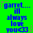 Green background with blue text reading 'garret... ill always love you<3' repeated in a , surrounded by pink and purple star-like pixels