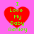 Four identical pixelated red hearts on a pink background with green text reading "I Love My Baby Ashley" arranged in a