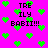 Bright pink background with scattered green pixelated hearts and repeated black text reading "TRE ILY BABII!!!" in a pattern