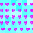 repeating pink heart shapes on a light blue background with varying shades of cyan and white