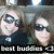 Two pixelated anime-style character portraits with light skin and dark hair, one wearing a dark blue outfit, the other in a light-colored top, with text at the bottom reading 'best buddy icon 49'.