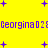 Yellow background with purple plus signs scattered across, two lines of pixelated text reading "Georgina D2" and "{Georgina D2" in blue-purple font.