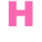 pink 'H' letters with animated text changes below each, showing pixelated transitions from partial to full phrases