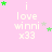 Pink background with repeated text 'i love winni x33' and green and gray star icons in various positions across the