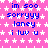 Pixelated pink background with white stars and blue text reading 'im soo sorryyy laney i luv u' repeated across the image.