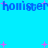 Blue background with repeated blue text 'homister homister' and scattered pink plus signs.
