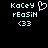 Pixelated text displays 'Kacey' with a pink heart symbol, 'reasin', and '<33' on black background; left side shows animated heart while right remains static.