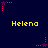 Dark blue background with yellow text "Helena" repeated six times in a pattern, surrounded by pink star-shaped pixel art elements with trailing dots