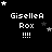 Pixelated text 'GiselleA Rox !!!!' with varying star positions on a black background, animated across frames.