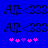 Blue background with four identical pixelated 'A' symbols and '<333' text, each paired with a of five pink heart icons that change in the second pair