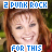 Pixelated image of a person with long brown hair wearing a red top, with blue text overlays reading '2 PUNK ROCK' and 'FOR THIS' on a green background.
