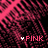 Pixelated static icon with pink and black color scheme featuring a white heart symbol followed by the word PINK in bold red letters at the bottom right.