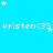 A static image with a bright cyan background featuring repeated white text 'kristen<33' and scattered star shapes in varying sizes.