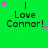 Green background with repeated 'I Love Connor!' text and pink/purple star animations