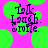 Pixelated text 'Talk, Laugh, Smile.' on a bright pink background with scattered green circles.