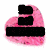 Animated pink and gray heart-shaped icons with black rectangular overlays, transitioning from solid pink to textured gray background.