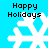 Pixelated white snowflakes on a bright cyan background with 'Happy Holidays' text above each, displayed in four quadrants.