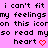 Pixelated text on a pink background with red heart symbols, repeating phrases about feelings and reading the icon.