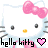 Pixelated Hello Kitty character with pink bow and yellow nose, repeated side-by-side in a contact sheet format with "hello kitty" text and heart symbols below each instance.