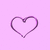 A static pixelated heart shape outlined in purple on a light pink background.