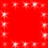 Red background with scattered white square sparkles that shift position across frames.