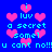 Blue background with pink heart shapes and cyan text reading 'i luv a secret somel u cant no!!!' repeating in