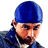 A 4-frame contact sheet of a person wearing a blue durag and dark clothing, showing sequential facial expressions and hand gestures against a white background.