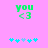 Green text 'you <3' on pink background with blue and light-blue pixelated stars below, two identical frames side-by-side.